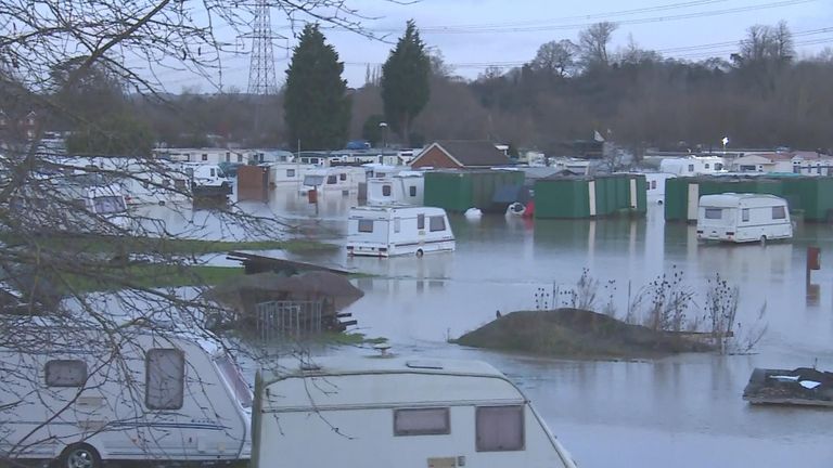 Caravan park in Leicestershire is flooded