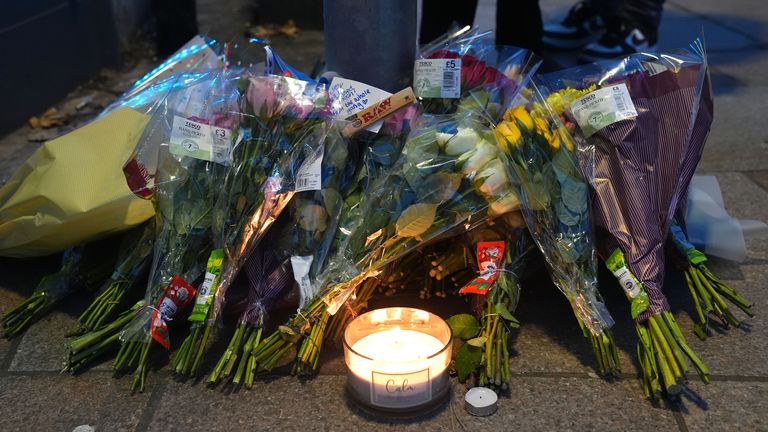 Tributes left near Greenhill Street, close to Bedford bus station, for Thomas Taylor. Pic: PA