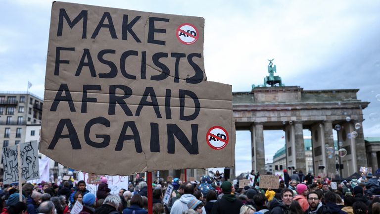 Anti-far right protesters in Berlin. Pic: Reuters