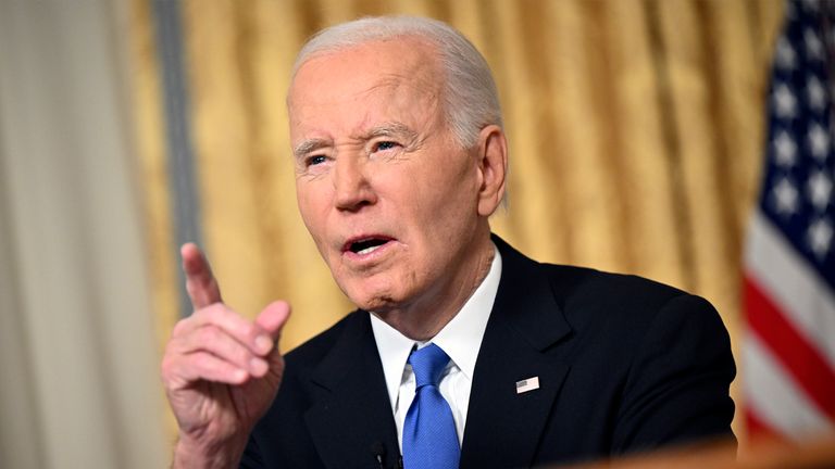 Joe Biden delivers his farewell address as US president Pic: AP