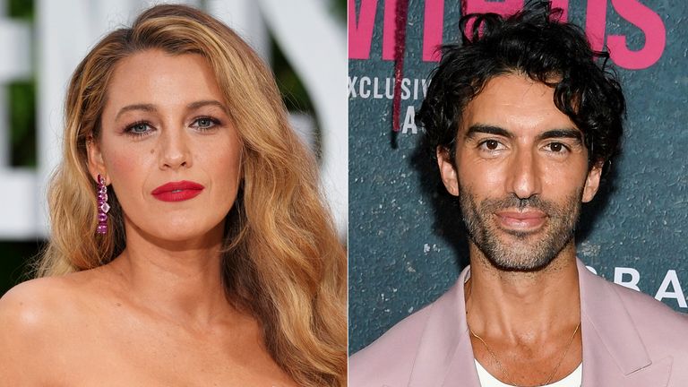 Blake Lively at the London screening of the film It Ends With Us; director and co-star Justin Baldoni, centre, and Lively's husband Ryan Reynolds in separate photos at the world premiere of the film in New York. Pic: AP