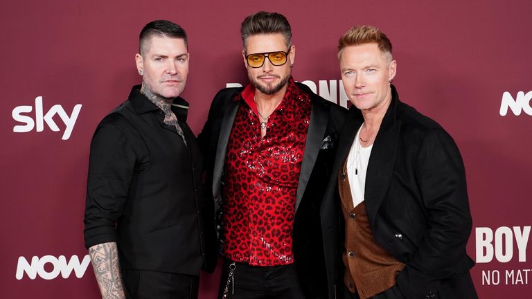 Shane Lynch, Keith Duffy and Ronan Keating attending the world premiere of Boyzone No Matter What, at London&#39;s Roundhouse. Picture date: Monday January 27, 2025.