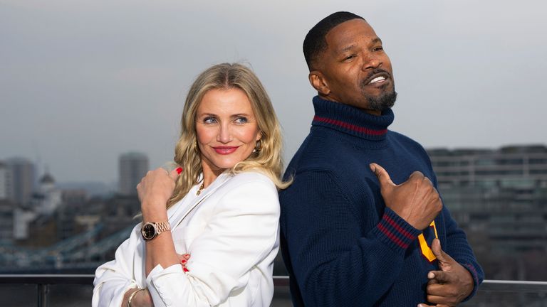 Diaz and Jamie Foxx pose at photo call for Back in Action on Friday. Pic: 	Scott A Garfitt/Invision/AP