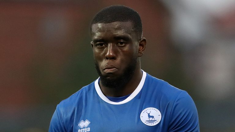 Chris Wreh of Hartlepool United during the Vanarama National League match between Hartlepool United and Rochdale at Victoria Park, Hartlepool on Saturday 28th October 2023.

28 Oct 2023