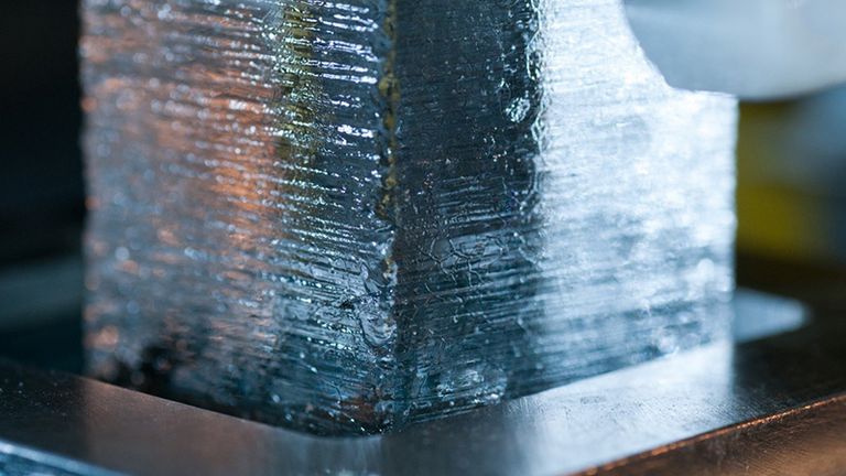 An ice sample being analysed. 
Pic: Sylvain Masclin