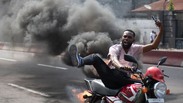 Protests have broken out in Goma after DRC forces surrendered to the M23 rebels. Pic: AP