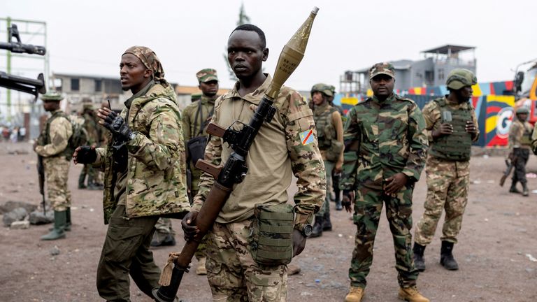 Rebels oversee a bid to boost their numbers by recruiting in Goma. Pic: Reuters 