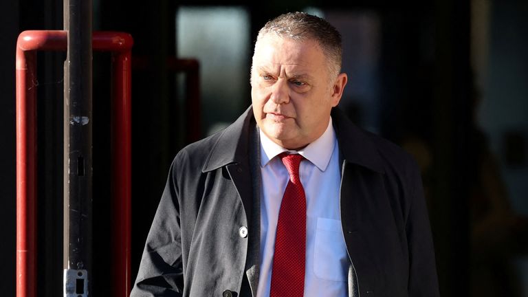 Suspended Labour MP Mike Amesbury walks outside Chester Magistrates Court.
Pic: Reuters