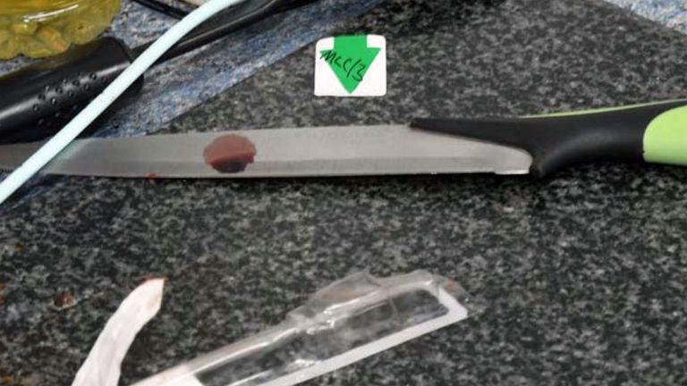 The knife that Scarlett was injured with.
Pic: PA