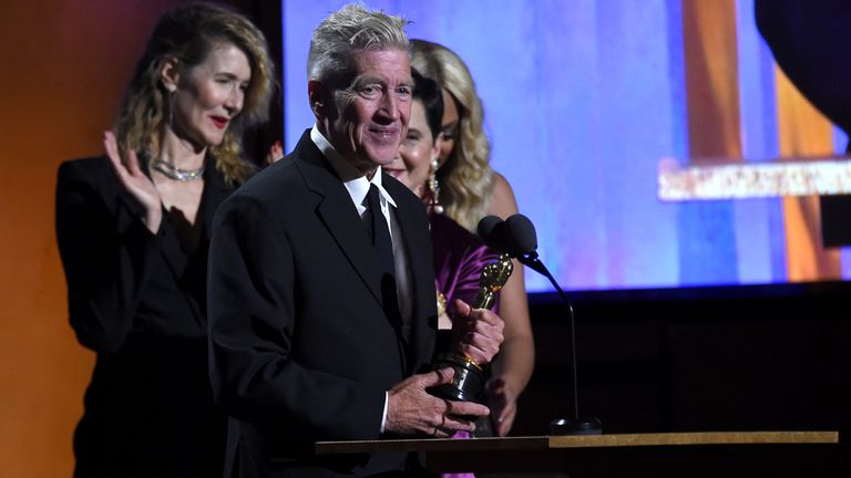 2019 Governors Awards - Show - Los Angeles, California, U.S., October 27, 2019 - David Lynch accepts his Academy of Motion Picture Arts and Sciences Honorary Award. REUTERS/Mario Anzuoni