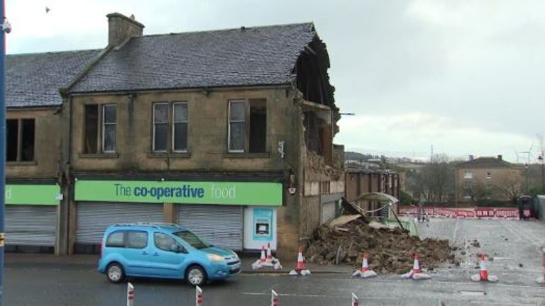 A damaged Co-op store in Denny, Falkirk