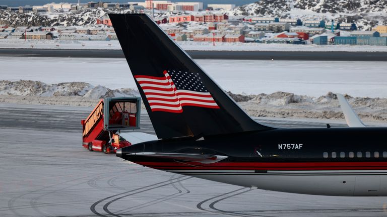 Donald Trump Jr visited Greenland earlier in January. Pic: Emil Stach/Ritzau Scanpix via AP