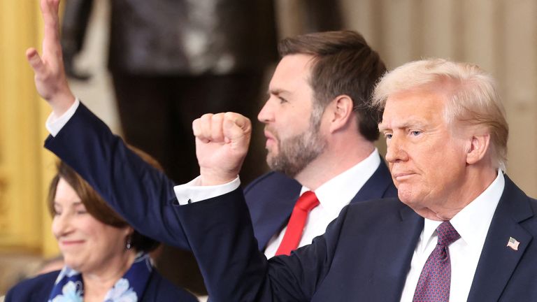 Donald Trump and his vice president JD Vance at the inauguration. Pic: Reuters