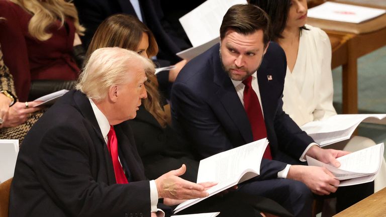 Donald Trump speaks with U.S. Vice President J.D. Vance.
Pic: Reuters