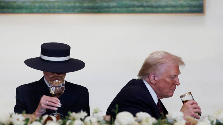 Donald Trump and U.S. first lady Melania Trump attend the luncheon in the Statuary Hall.
Pic: Reuters