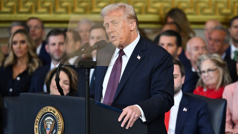 Donald Trump speaks after being sworn in as the 47th President