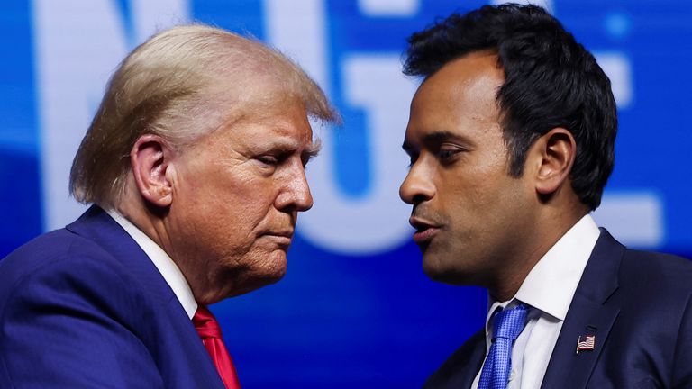 Donald Trump and Vivek Ramaswamy. Pic: Reuters