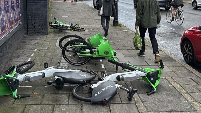 Critics say poorly parked E-bikes can make life difficult for disabled people