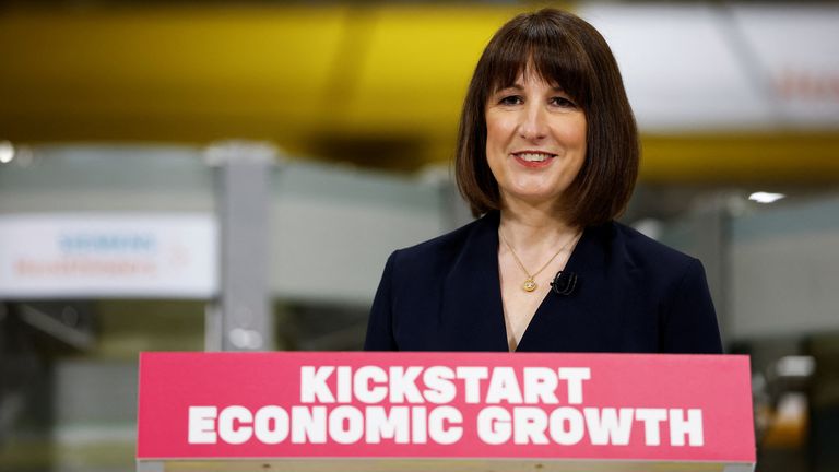 Rachel Reeves speaks about her plans for Britain&#39;s economy in Eynsham.
Pic: Reuters