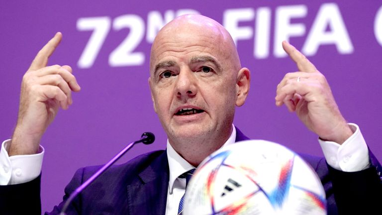 File photo dated 31/03/22 of FIFA President, Gianni Infantino. The Football Association will support Saudi Arabia�s bid to host the 2034 World Cup at an online FIFA Congress on Wednesday afternoon, the PA news agency understands. Issue date: Wednesday December 11, 2024.