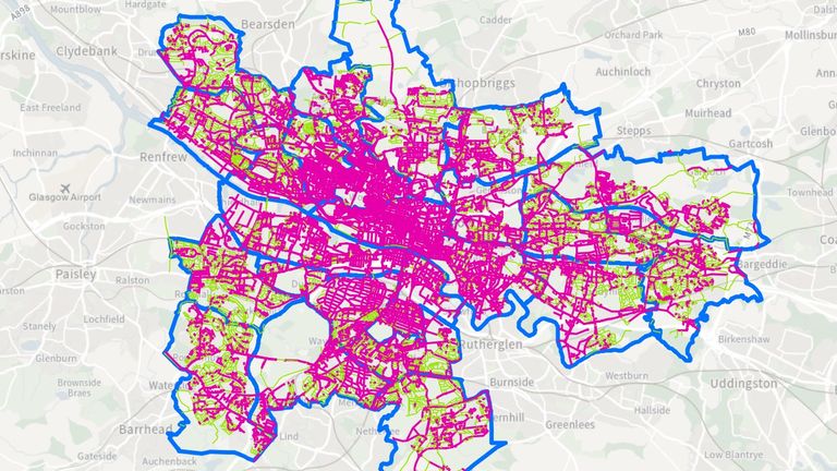 Glasgow City Council has created an interactive map showing where there is no exemption and where further assessment is needed. Pic: Glasgow City Council