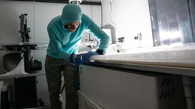 Preparing the ice core samples for lead measurements. 
Pic: Jessi LeMay