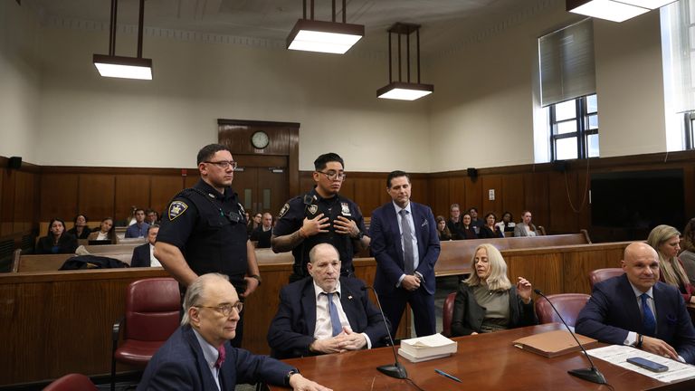 Harvey Weinstein attends a hearing in New York ahead of his retrial. Pic: Jefferson Siegel/The New York Times via AP, Pool