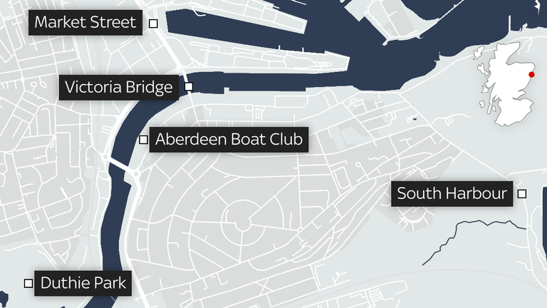 datawrapper map of aberdeen city showing location of police searches for missing sisters Eliza and Henrietta Huszti