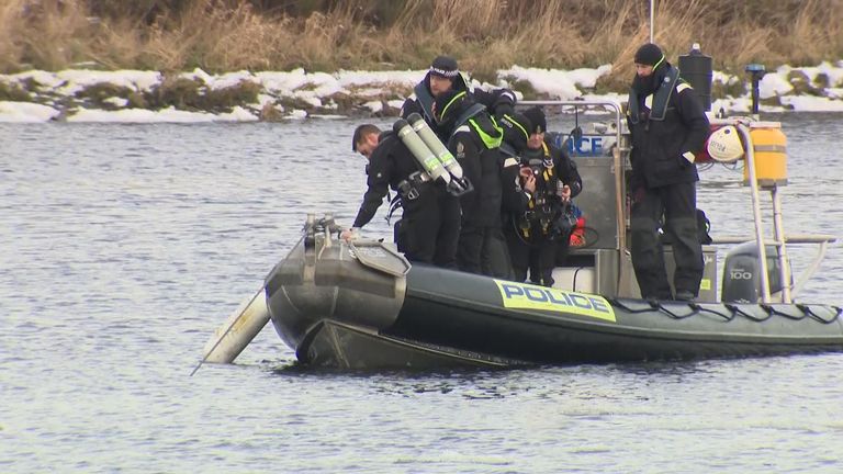 SN screengrab of police divers in River Dee, Aberdeen, looking for missing sisters Eliza and Henrietta Huszti
INGEST_23_NM23_SKY_SAF_MISSING_WOMEN_ABERDEEN_POLICE_BOAT_GVS