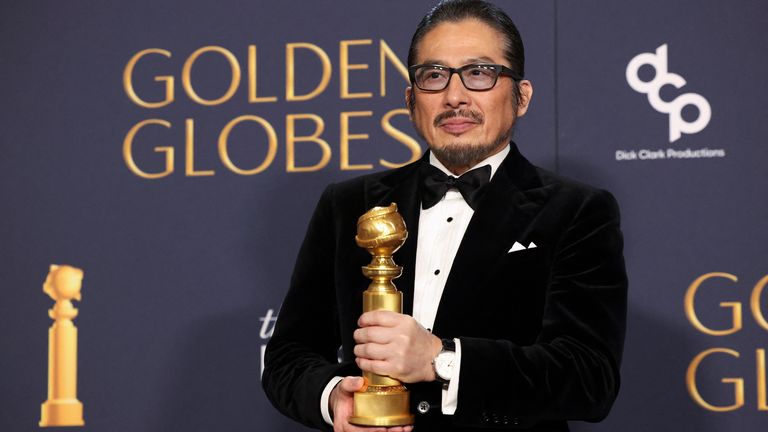 Hiroyuki Sanada was named best actor in a TV series for Shogun at the 2025 Golden Globes. Pic: Mario Anzuoni/Reuters

