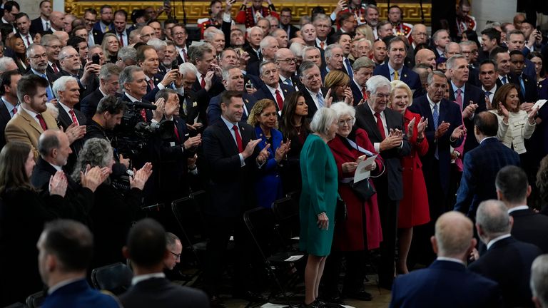 Guests arrive ahead of the Presidential Inauguration in the Rotunda. Pic: AP