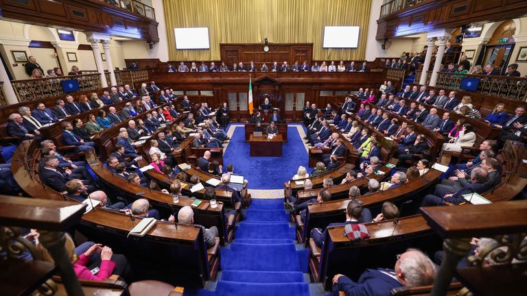 Handout photo issued by Maxwells of TDs in The Dail ahead of the vote on the nomination of Micheal Martin as Taoiseach. Picture date: Wednesday January 22, 2025. Fergal Phillips/Maxwells/PA Wire