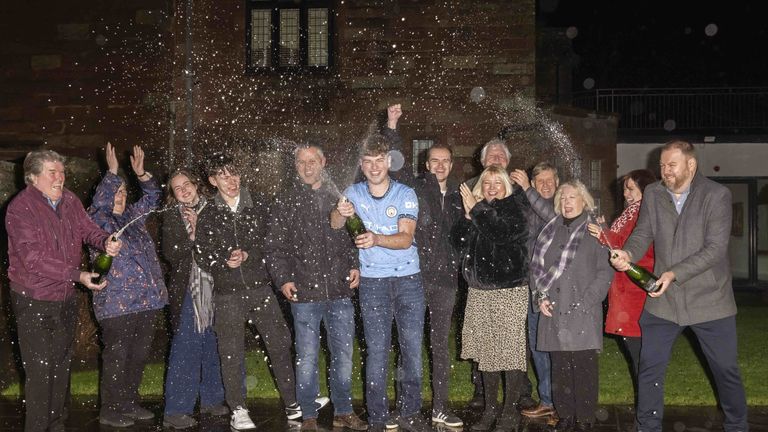 Mr Clarkson celebrating with his family. Pic: PA