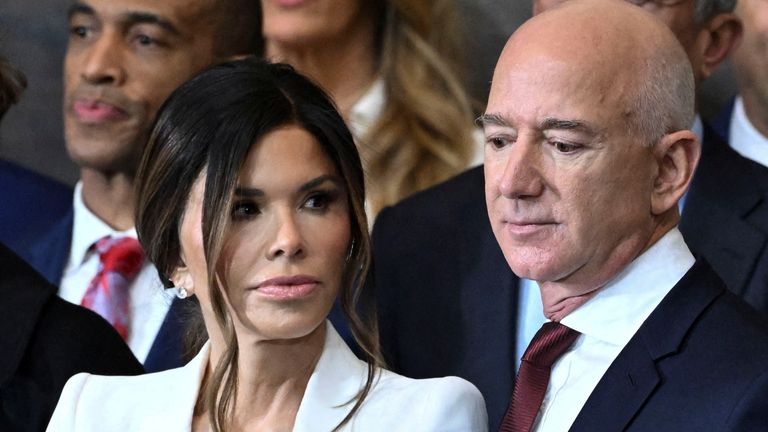 Lauren Sanchez and Jeff Bezos.
Pic: Reuters