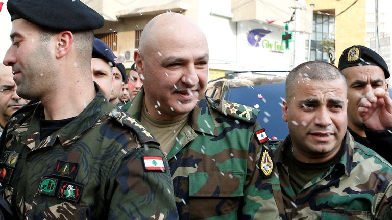 General Joseph Aoun shortly after being appointed Lebanese Army commander in March 2017. File pic: Reuters