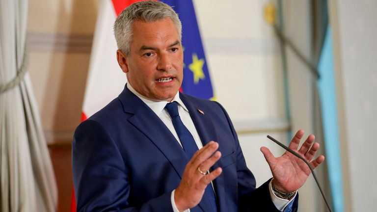 Austrian Chancellor Karl Nehammer. Pic: AP