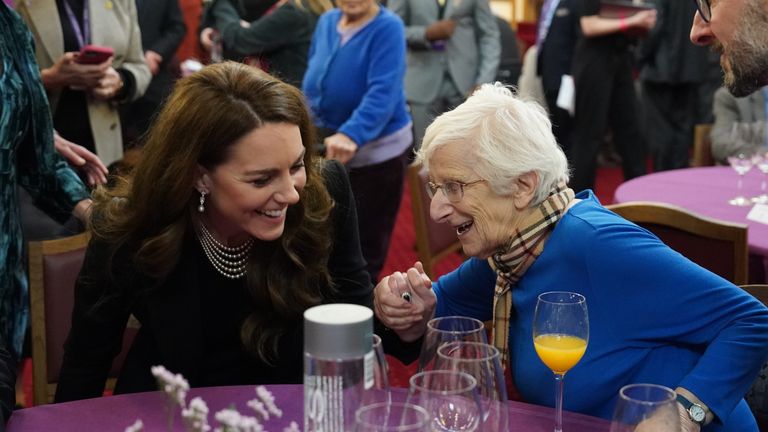 Kate hugs and laughs with Yvonne Bernstein. Pics: PA