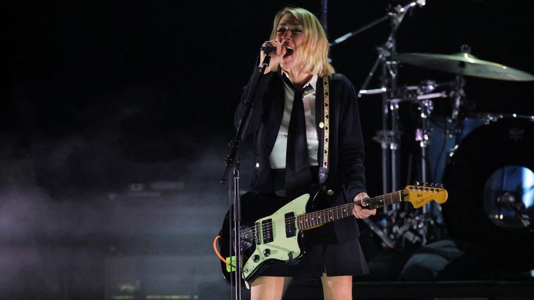 Kim Gordon performs during the FireAid payment  performance  for Los Angeles wildfire alleviation  efforts, successful  Inglewood, California, U.S., January 30, 2025. REUTERS/Daniel Cole