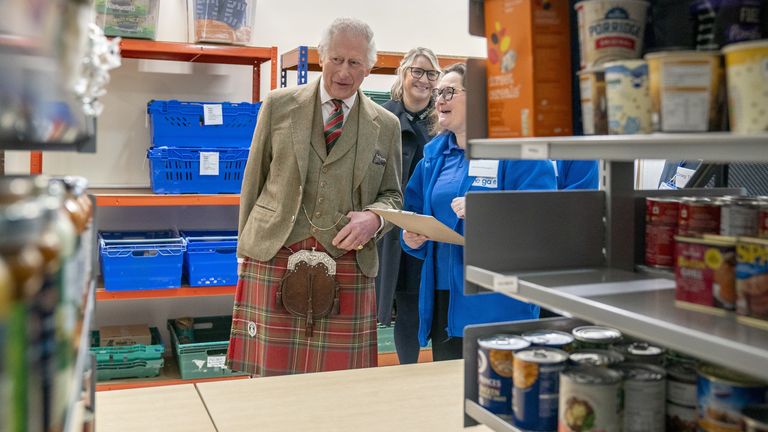 King Charles III during his visit to The Gate charity in Alloa, Clackmannanshire, a community resource that offers support, practical help, and provides a safe environment to those affected by homelessness and food insecurity. Picture date: Thursday January 16, 2025.