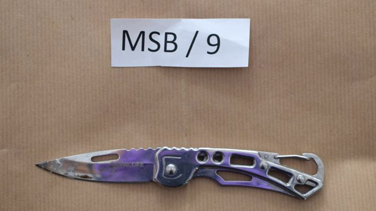 A knife that was discovered in Finnigan's home. Pic: Counter Terrorism Policing South East/PA