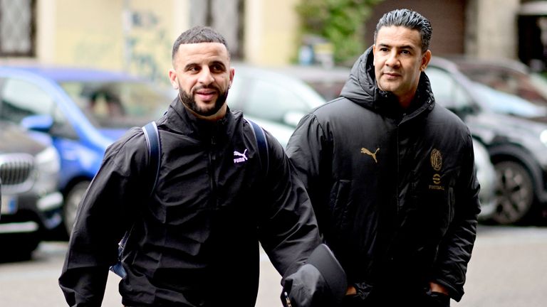 Kyle Walker arrives for his medical before signing for AC Milan.
Pic: Reuters