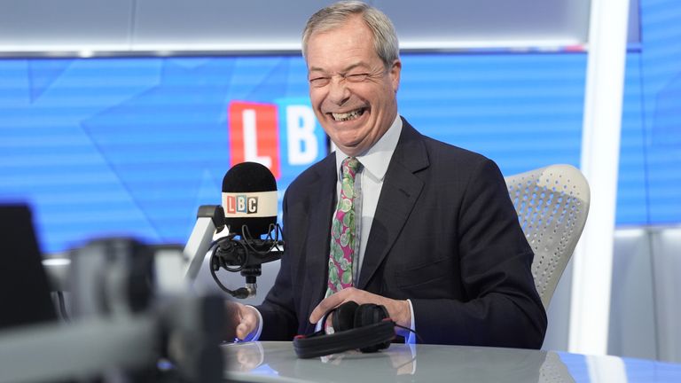 Nigel Farage during an appearance on LBC.
Pic: PA