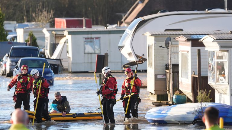 Flooding at a caravan park near Barrow upon Soar, Leicestershire.
Pic: PA