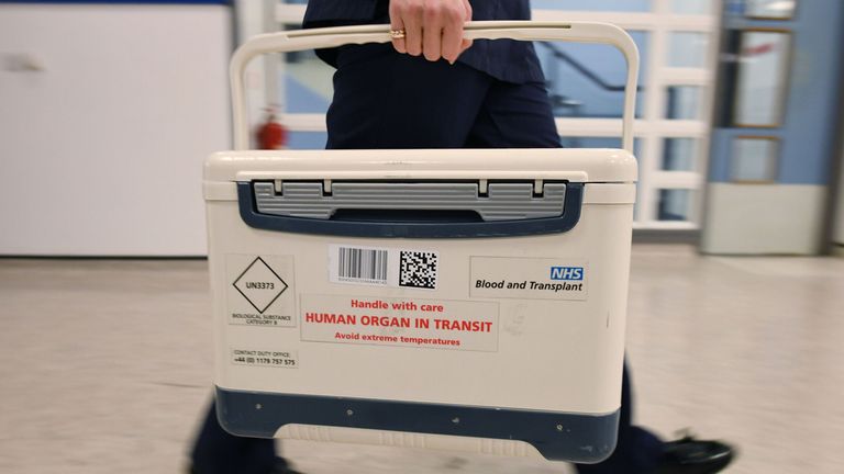 File photo dated 30/11/17 of an NHS Blood and Transplant Small Human Organ in Transit box at St George's Hospital in Tooting, west London. Some 35 human organs were made available for transplant after being donated over Christmas Eve and Christmas Day, new figures have shown. The organs were provided by 11 donors across the UK after their death and included a heart, lungs, kidneys, livers, pancreas and bowel, NHS Blood and Transplant (NHSBT) said. Issue date: Friday December 27, 2024.