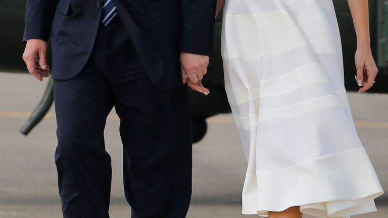 Melania Trump fails to take her husband's hand at Tel Aviv's Ben Gurion airport in May 2017. Pic: Reuters