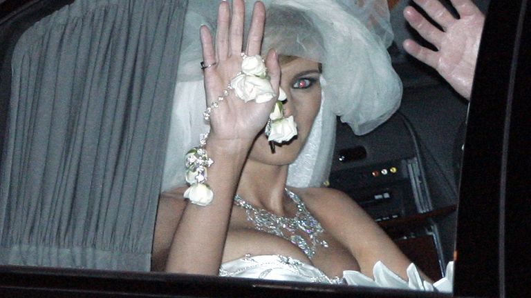 Melania Trump following her wedding to Donald Trump in Palm Beach, Florida, in 2005. Pic: Reuters/ Gary I Rothstein MS/SV

