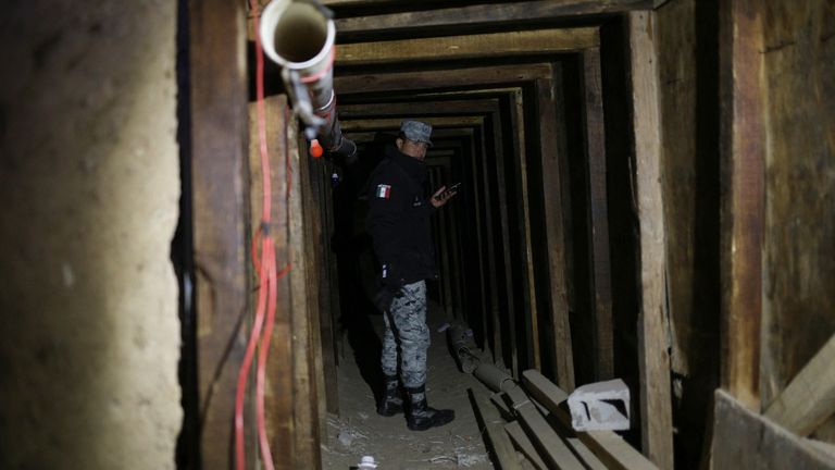 A secret tunnel from Mexico to the US will be sealed, officials have said. Pic: Reuters