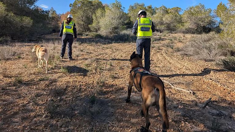 Undated handout photo issued by K9 Search and Rescue of their members of their Northern Ireland team who have travelled to Alicante in Spain to help in the search for missing Belfast man John George, who was last heard from on December 14. John's family believe he is dead. Issue date: Sunday January 5, 2025.