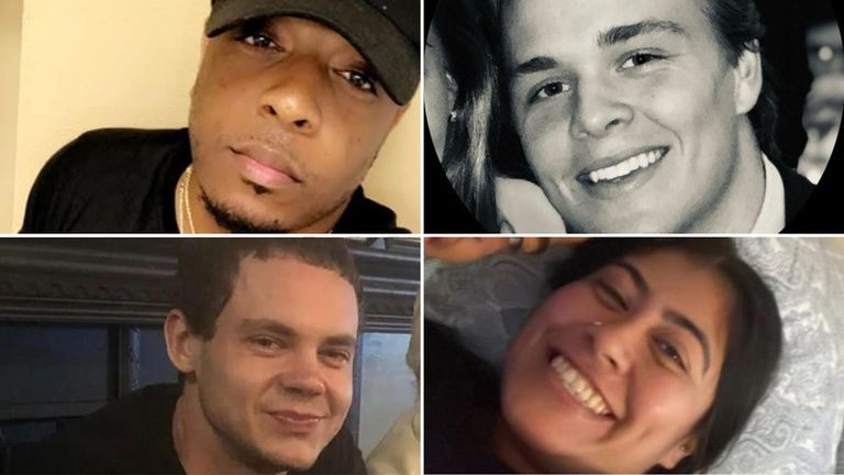 Victims of the New Orleans attack, clockwise from top left: Reggie Hunter, Martin 'Tiger' Bech, Nicole Perez and Matthew Tenedorio