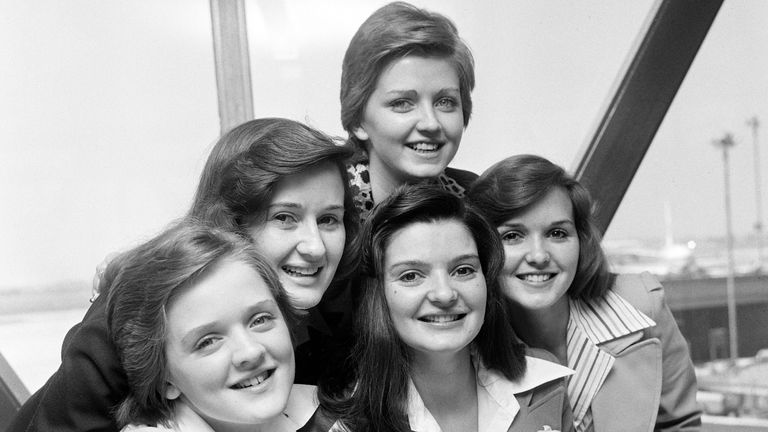 The Nolan Sisters, (left to right) Bernadette, Denise, Linda (top), Anne and Maureen